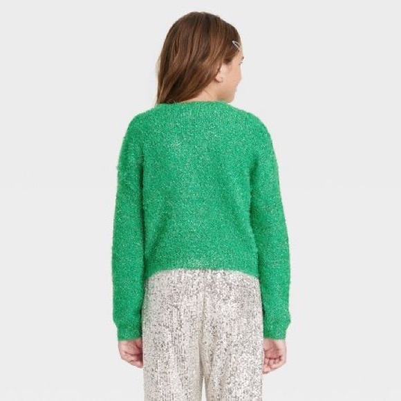 Green Eyelash Cardigan Sweater - Picture 9 of 10